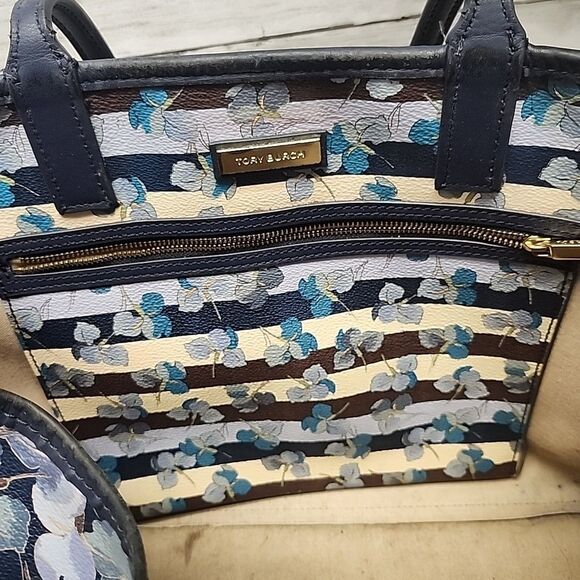 Tory Burch Kerrington Multicolor Floral Print PVC and Leather Tote Shoulder Bag - Picture 4 of 13